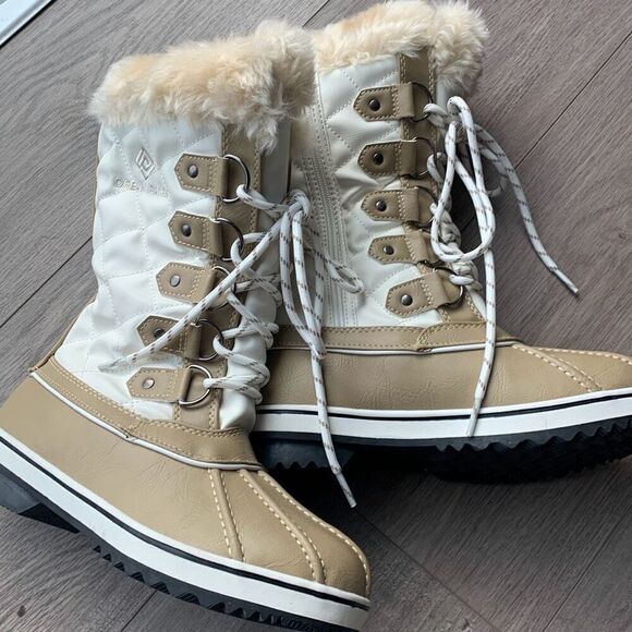 Dream Pairs Womens River Winter Boots White Mid Calf Lace Up Insulated Size 6 - Picture 1 of 6